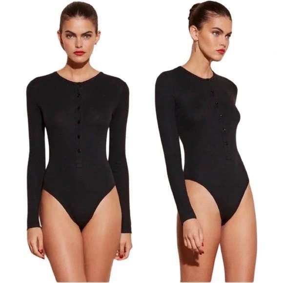 Fleur du Mal Black Henley ribbed bodysuit size S - Picture 12 of 14